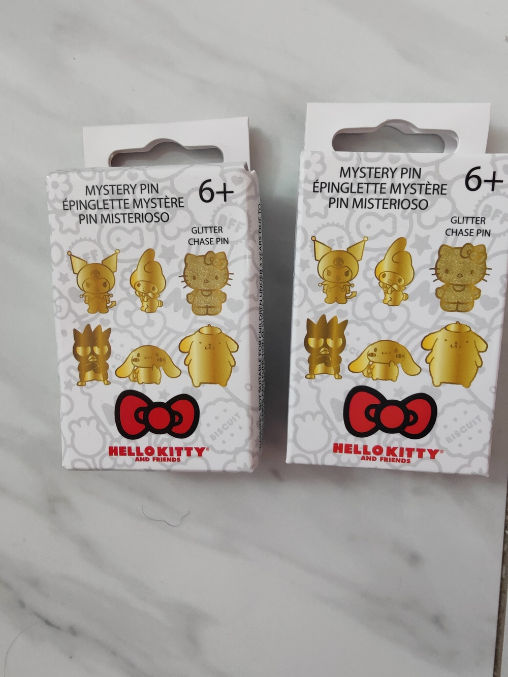 NWT Hello Kitty Sanrio 50th Anniversary Gold Mystery Box Pin (2 Boxes!)